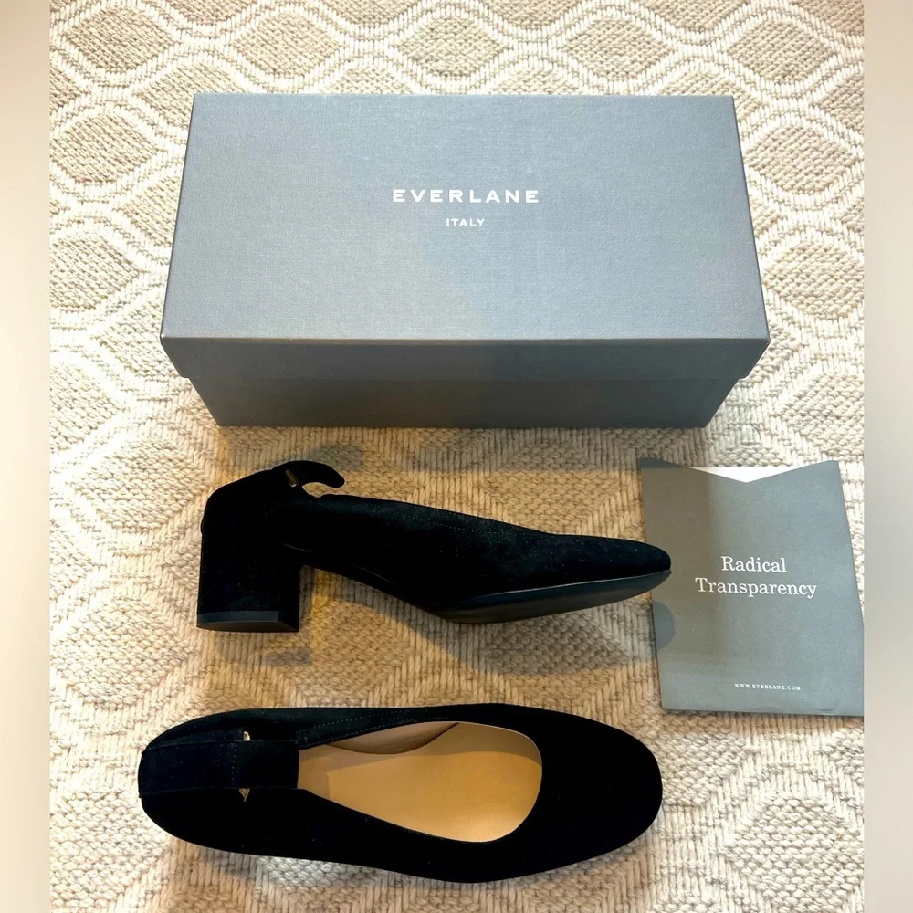 BRAND NEW IN BOX EVERLANE Day Pump in Black Suede, Size 6.5 - Picture 1 of 4